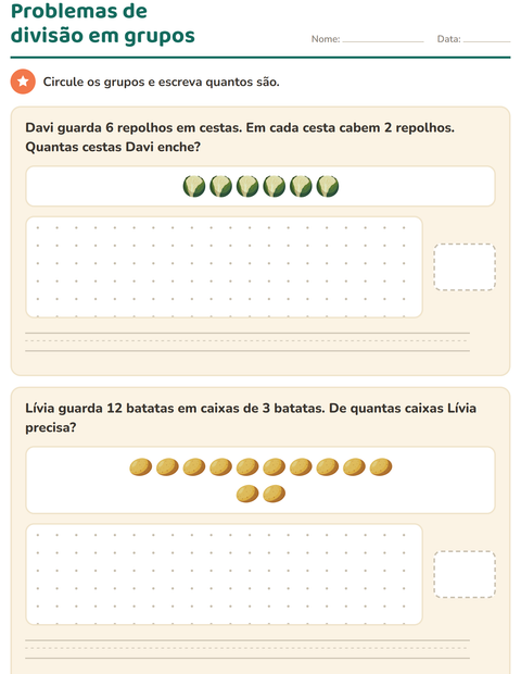 Pré-visualização da ficha de Situações problema com Vegetais para 3º ano do ensino fundamental