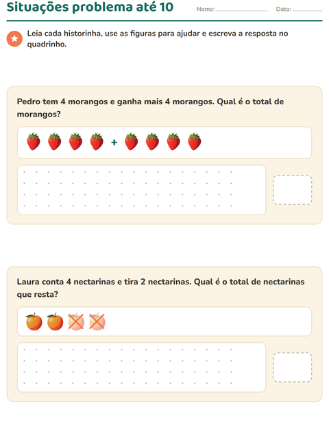 Pré-visualização da ficha de Situações problema com Frutas para 1º ano do ensino fundamental