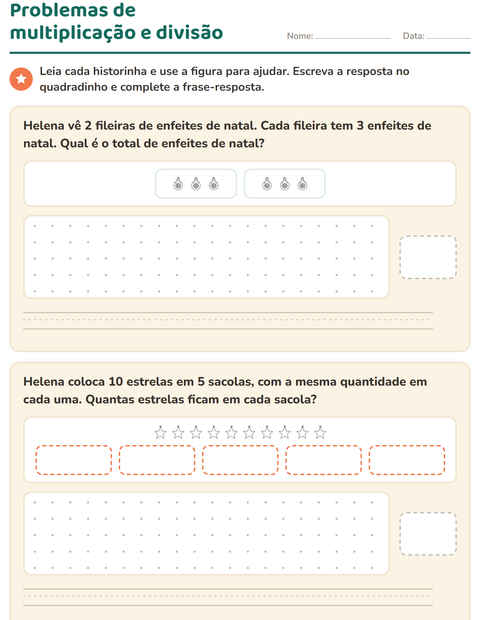 Pré-visualização da ficha de Situações problema com Natal P&B para 3º ano do ensino fundamental