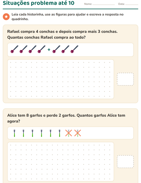 Pré-visualização da ficha de Situações problema com Utensílios de cozinha para 1º ano do ensino fundamental