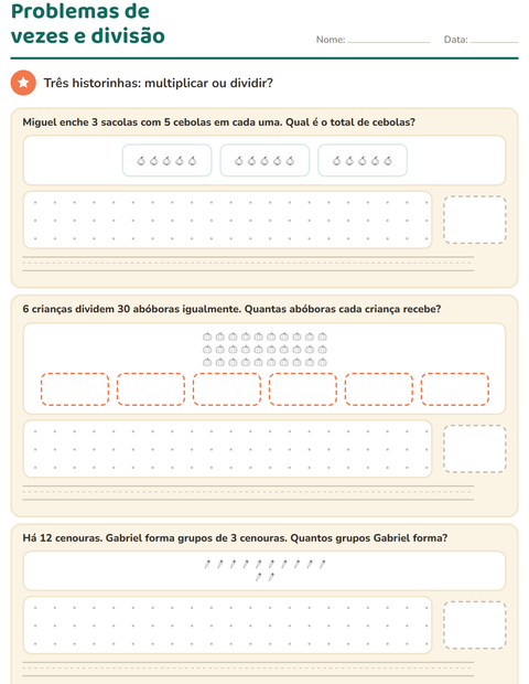 Pré-visualização da ficha de Situações problema com Vegetais PB para 3º ano do ensino fundamental