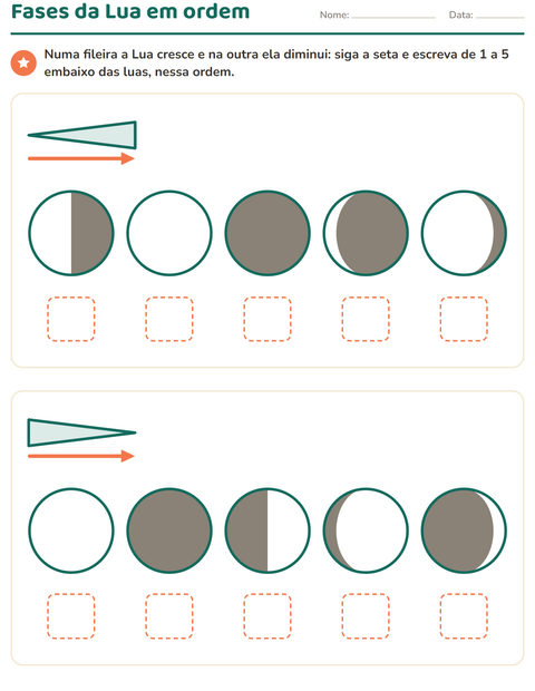 Pré-visualização da ficha de Sol, Lua e planetas para 1º ano do ensino fundamental