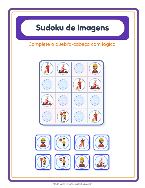 Pré-visualização da ficha de Sudoku Ilustrado para Educação infantil (pré-escola, 5-7 anos)