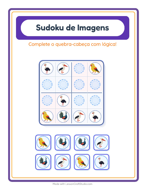 Pré-visualização da ficha de Sudoku Ilustrado para Educação infantil (pré-escola, 5-7 anos)