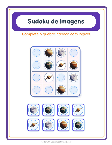 Pré-visualização da ficha de Sudoku Ilustrado para Educação infantil (pré-escola, 5-7 anos)