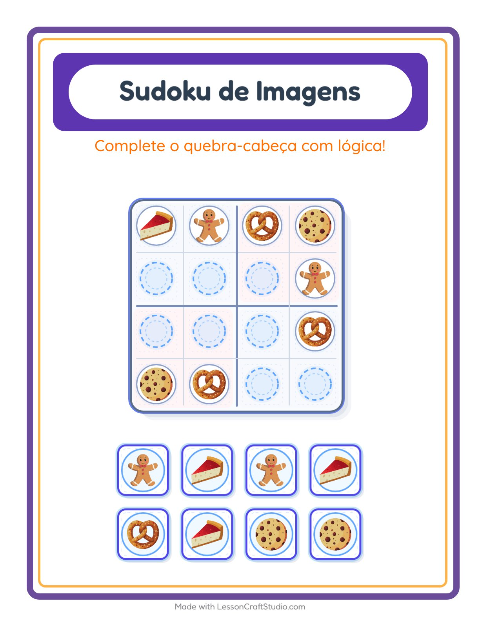 Pré-visualização da ficha de Sudoku Ilustrado para Educação infantil (pré-escola, 5-7 anos)