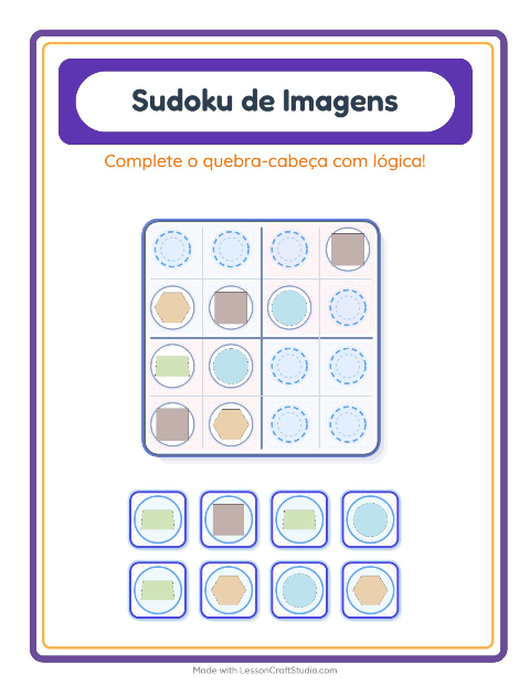 Pré-visualização da ficha de Sudoku Ilustrado para Educação infantil (pré-escola, 5-7 anos)
