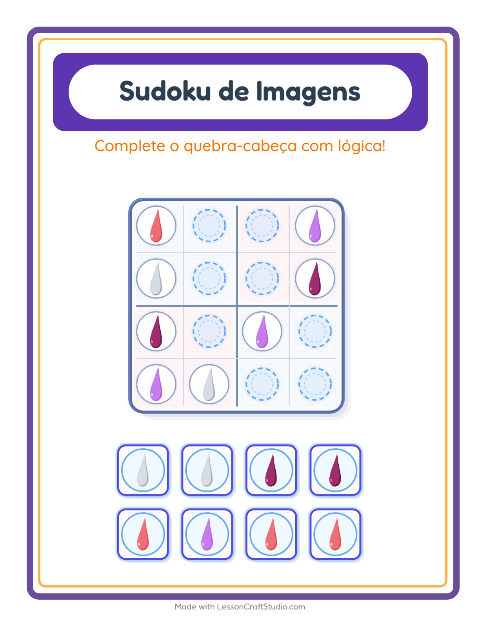 Pré-visualização da ficha de Sudoku Ilustrado para Educação infantil (pré-escola, 5-7 anos)