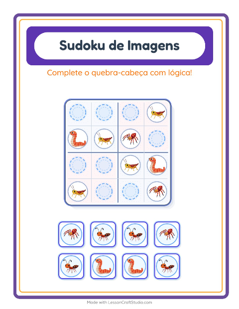 Sudoku ilustrado (difícil) – Insetos e bichos