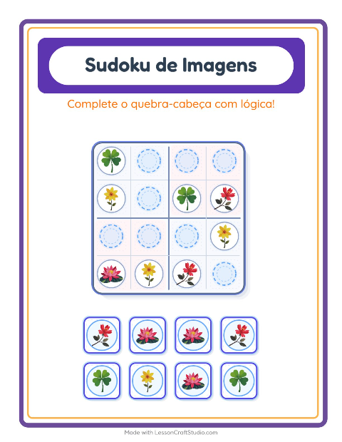 Pré-visualização da ficha de Sudoku Ilustrado para Educação infantil (pré-escola, 5-7 anos)