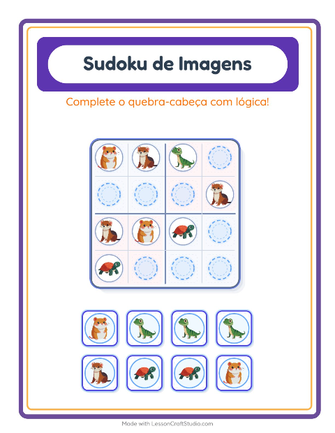 Pré-visualização da ficha de Sudoku Ilustrado para Educação infantil (pré-escola, 5-7 anos)