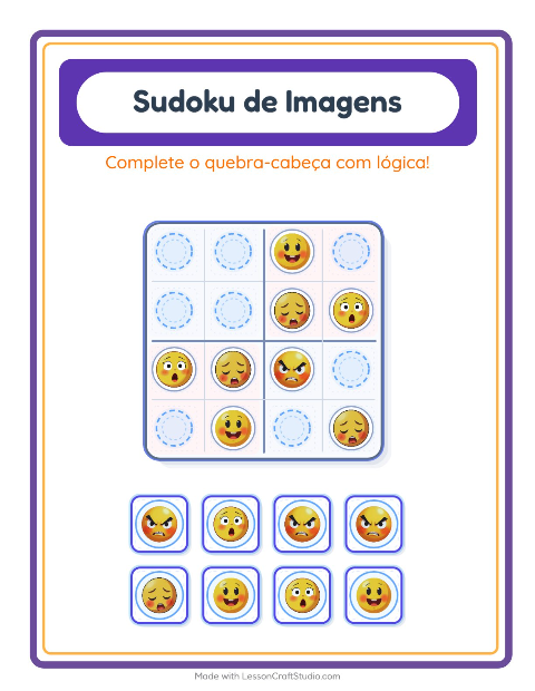 Pré-visualização da ficha de Sudoku Ilustrado para Educação infantil (pré-escola, 5-7 anos)