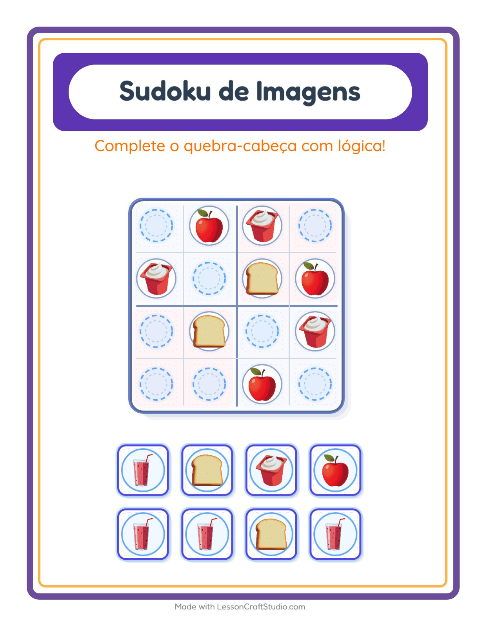 Pré-visualização da ficha de Sudoku Ilustrado para Educação infantil (pré-escola, 5-7 anos)