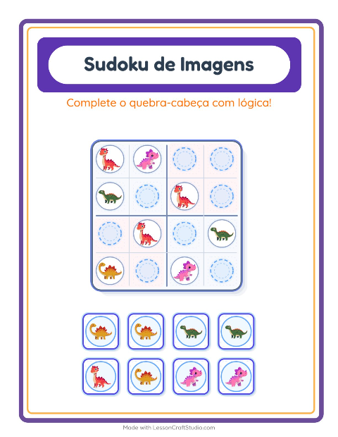 Pré-visualização da ficha de Sudoku Ilustrado para Educação infantil (pré-escola, 5-7 anos)