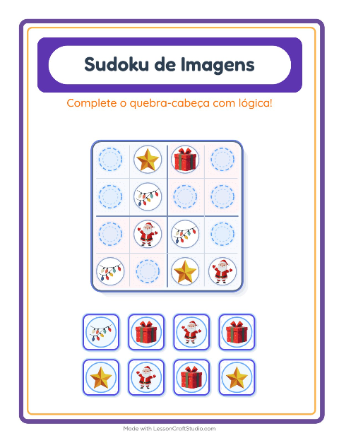 Pré-visualização da ficha de Sudoku Ilustrado para Educação infantil (pré-escola, 5-7 anos)