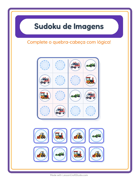 Pré-visualização da ficha de Sudoku Ilustrado para Educação infantil (pré-escola, 5-7 anos)