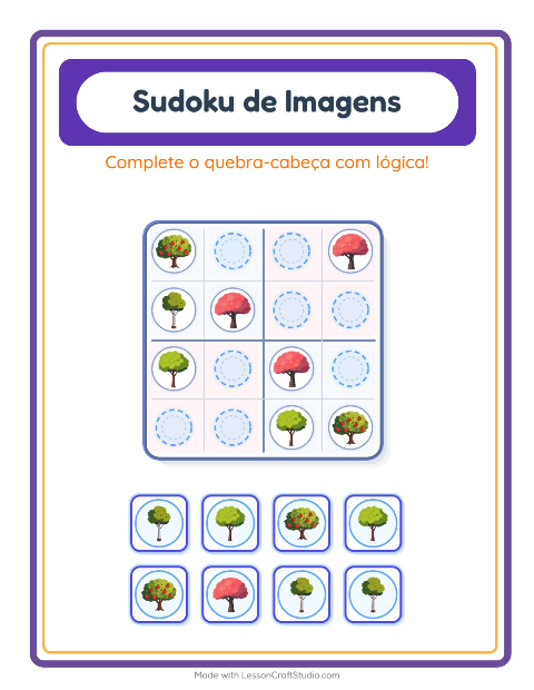 Pré-visualização da ficha de Sudoku Ilustrado para Educação infantil (pré-escola, 5-7 anos)