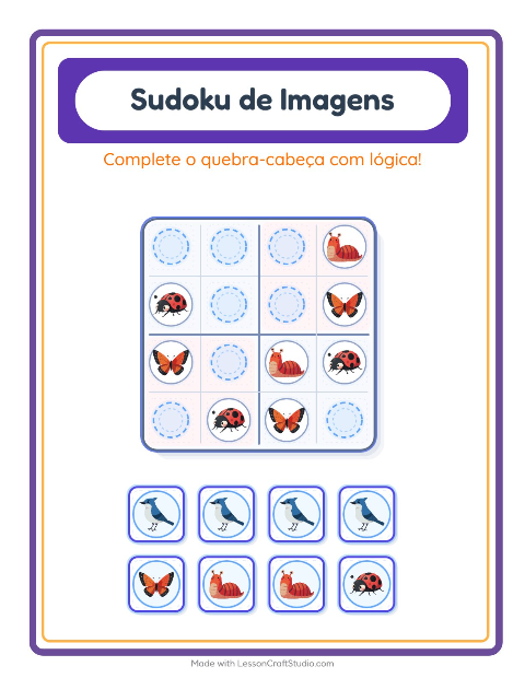 Pré-visualização da ficha de Sudoku Ilustrado para Educação infantil (pré-escola, 5-7 anos)