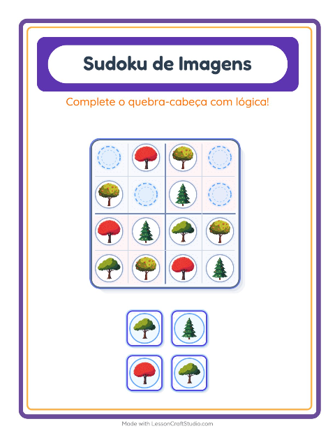 Pré-visualização da ficha de Sudoku Ilustrado para Educação infantil (pré-escola, 5-7 anos)