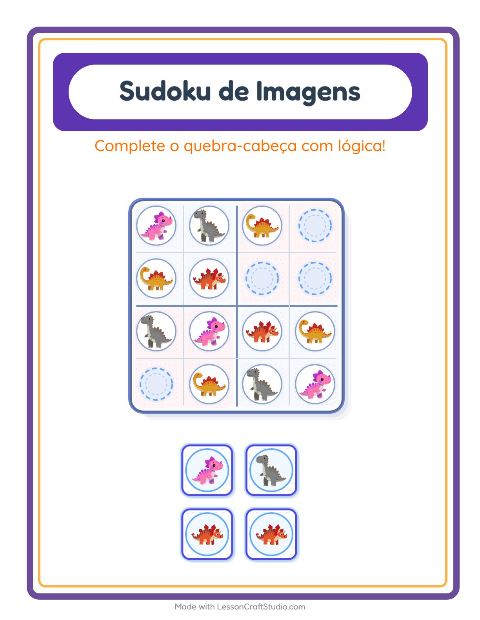 Pré-visualização da ficha de Sudoku Ilustrado para Educação infantil (pré-escola, 5-7 anos)