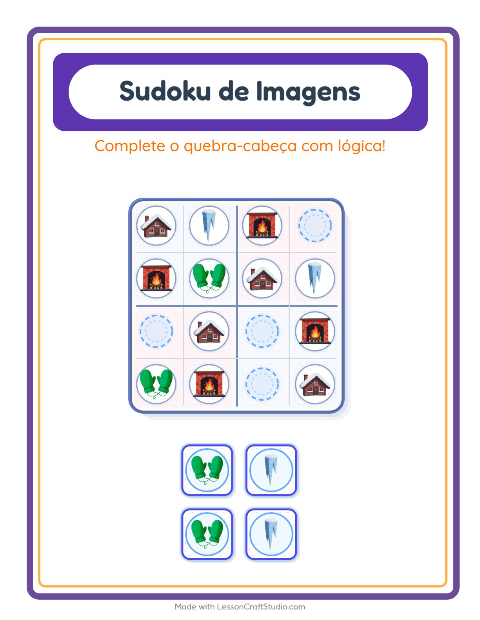 Pré-visualização da ficha de Sudoku Ilustrado para Educação infantil (pré-escola, 5-7 anos)