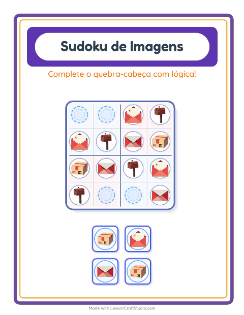 Pré-visualização da ficha de Sudoku Ilustrado para Educação infantil (pré-escola, 5-7 anos)