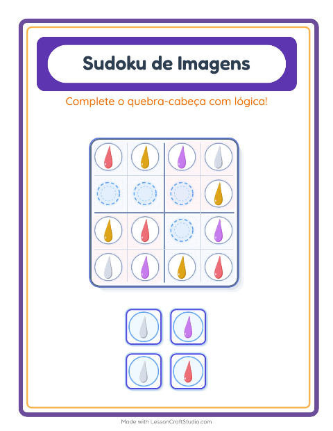 Pré-visualização da ficha de Sudoku Ilustrado para Educação infantil (pré-escola, 5-7 anos)