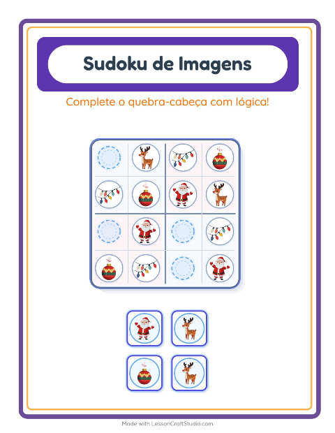 Pré-visualização da ficha de Sudoku Ilustrado para Educação infantil (pré-escola, 5-7 anos)