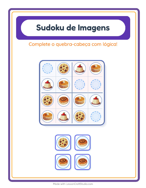 Pré-visualização da ficha de Sudoku Ilustrado para Educação infantil (pré-escola, 5-7 anos)