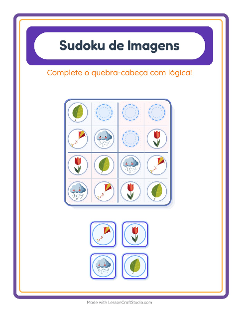 Pré-visualização da ficha de Sudoku Ilustrado para Educação infantil (pré-escola, 5-7 anos)