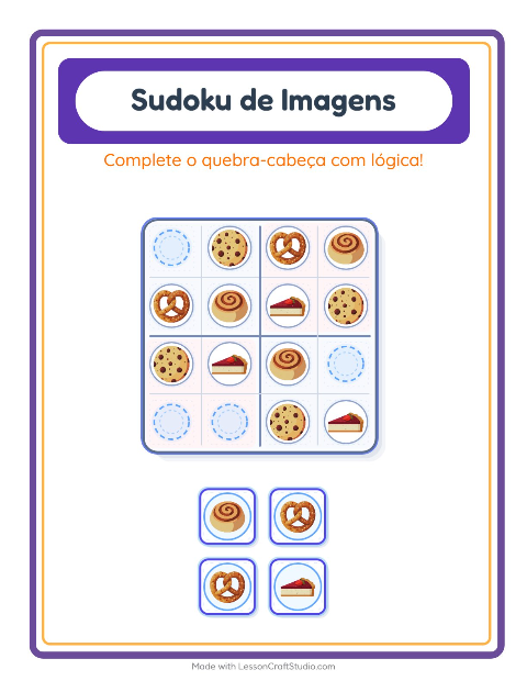 Pré-visualização da ficha de Sudoku Ilustrado para Educação infantil (pré-escola, 5-7 anos)