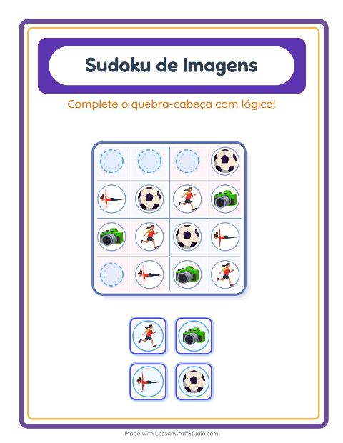 Pré-visualização da ficha de Sudoku Ilustrado para Educação infantil (pré-escola, 5-7 anos)