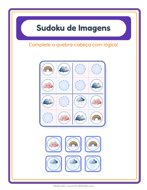 Pré-visualização da ficha de Sudoku Ilustrado para Educação infantil (pré-escola, 5-7 anos)