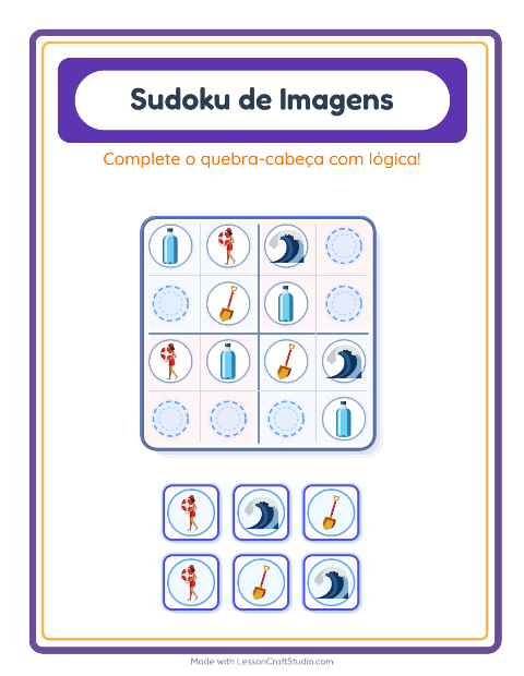 Pré-visualização da ficha de Sudoku Ilustrado para Educação infantil (pré-escola, 5-7 anos)
