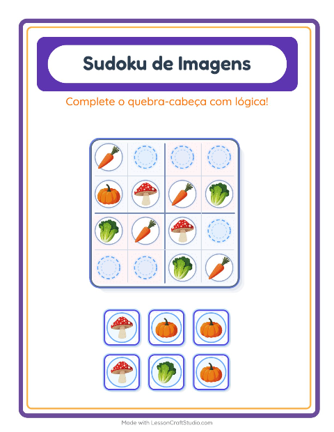 Pré-visualização da ficha de Sudoku Ilustrado para Educação infantil (pré-escola, 5-7 anos)