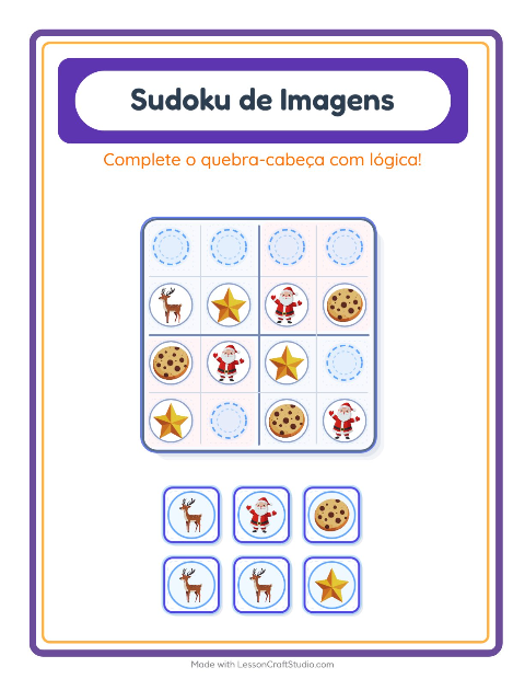 Pré-visualização da ficha de Sudoku Ilustrado para Educação infantil (pré-escola, 5-7 anos)