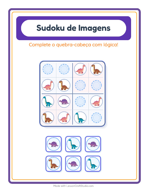 Pré-visualização da ficha de Sudoku Ilustrado para Educação infantil (pré-escola, 5-7 anos)