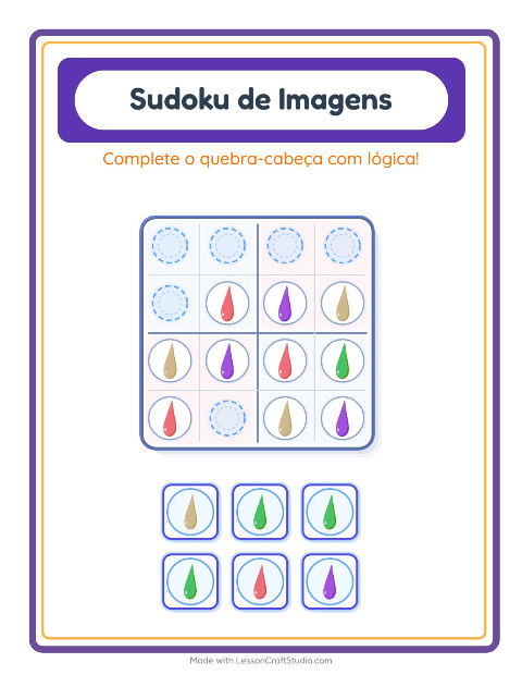 Pré-visualização da ficha de Sudoku Ilustrado para Educação infantil (pré-escola, 5-7 anos)