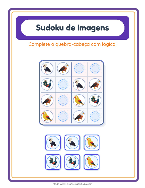 Pré-visualização da ficha de Sudoku Ilustrado para Educação infantil (pré-escola, 5-7 anos)