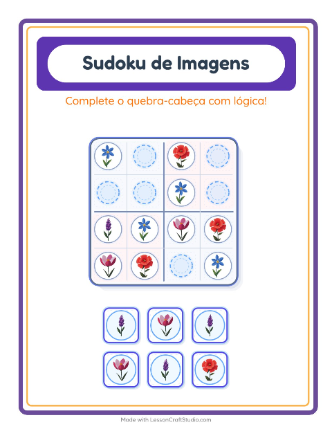 Pré-visualização da ficha de Sudoku Ilustrado para Educação infantil (pré-escola, 5-7 anos)