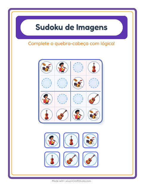 Pré-visualização da ficha de Sudoku Ilustrado para Educação infantil (pré-escola, 5-7 anos)