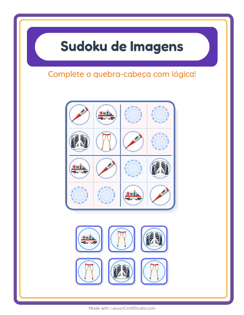 Pré-visualização da ficha de Sudoku Ilustrado para Educação infantil (pré-escola, 5-7 anos)