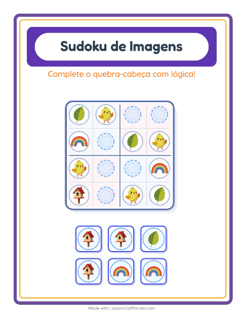 Pré-visualização da ficha de Sudoku Ilustrado para Educação infantil (pré-escola, 5-7 anos)