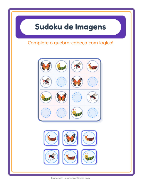 Pré-visualização da ficha de Sudoku Ilustrado para Educação infantil (pré-escola, 5-7 anos)