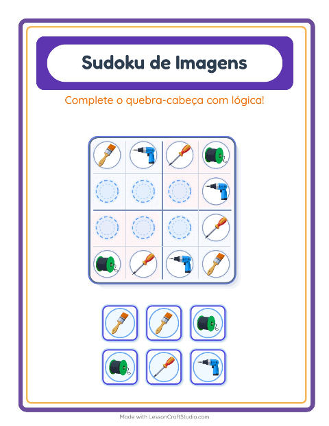 Pré-visualização da ficha de Sudoku Ilustrado para Educação infantil (pré-escola, 5-7 anos)