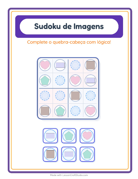 Pré-visualização da ficha de Sudoku Ilustrado para Educação infantil (pré-escola, 5-7 anos)