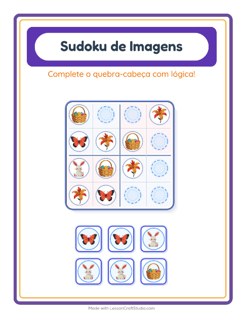 Pré-visualização da ficha de Sudoku Ilustrado para Educação infantil (pré-escola, 5-7 anos)