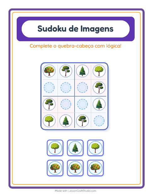 Pré-visualização da ficha de Sudoku Ilustrado para Educação infantil (pré-escola, 5-7 anos)