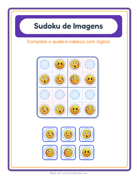 Pré-visualização da ficha de Sudoku Ilustrado para Educação infantil (pré-escola, 5-7 anos)