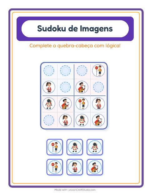 Pré-visualização da ficha de Sudoku Ilustrado para Educação infantil (pré-escola, 5-7 anos)